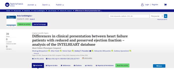 New Publication from the INTELHEART Project